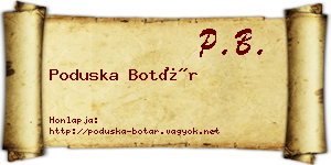 Poduska Botár névjegykártya